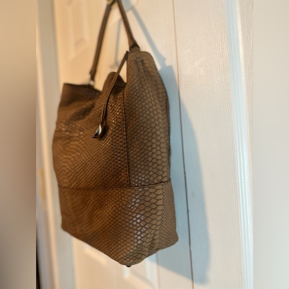 FURLA | Genuine Leather Python Camel Shoulder Bag - Picture 9 of 11
